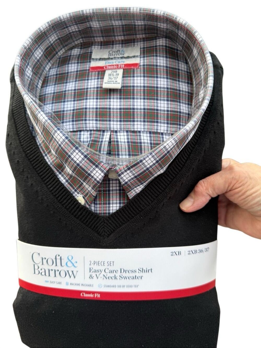 Croft & Barrow men's 2-piece V Neck sweater / Button up set Sz 2XBig NWT